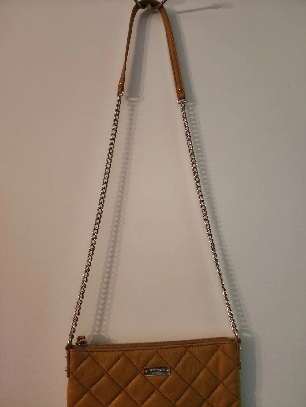 Kate Spade Quilted Mustard Yellow Crossbody Bag with Chain Strap